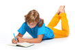 Cute schoolgirl with book.
