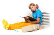 Cute schoolgirl with book.