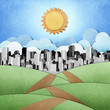 road to the city recycled papercraft background