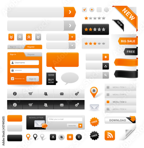 Vector: Large set of icons, buttons and menus for websites Large set of icons, buttons and menus for websites