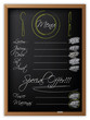 Menu on a blackboard Menu on a blackboard