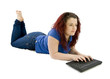 Foto: teenage girl on keyboard teenage girl on keyboard