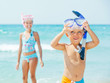 Happy children on beach