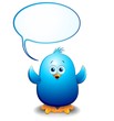 Pulcino Uccello Blu Cartoon Fumetto-Blue Bird Chick with Bubble