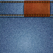 Jeans texture with leather label