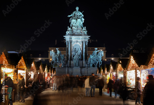 Photo: Statue of Empress Marie-Theresa and Christmas Market, Vienna Statue of Empress Marie-Theresa and Christmas Market, Vienna
