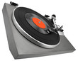 Angle view of vintage turntable isolated with clipping path