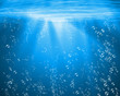 Illustration: Blue sea underwater with air bubbles Blue sea underwater with air bubbles