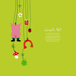 Hanging Pig & Symbols Birthday Card