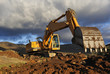 Excavator working on a mountain