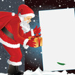 Christmas background with Santa holding gift Christmas background with Santa holding gift