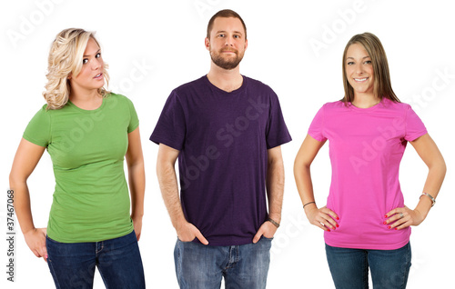Photo: Young adults with blank shirts Young adults with blank shirts