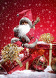 Santa Claus with red giftboxes