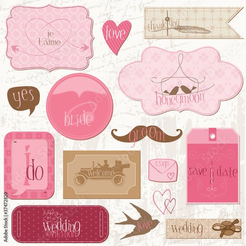 Vector: Romantic Wedding Tags and Design Elements -for invitation, scrap Romantic Wedding Tags and Design Elements -for invitation, scrap