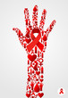 Hand symbol with AIDS icons