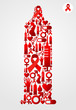 Condom symbol with AIDS icons