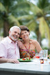 Couple eating outside