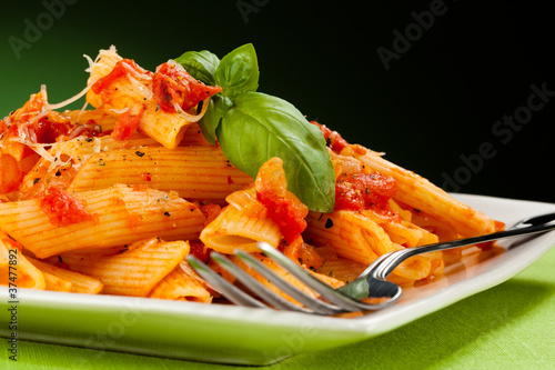 Photo: Pasta with tomato sauce and parmesan Pasta with tomato sauce and parmesan