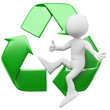 3D man sitting in the recycling symbol 3D man sitting in the recycling symbol