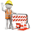 Worker with a reflective vest and hard hat