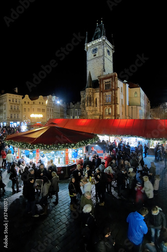 Photo: Christmas market on the Old Town Square in Prague, Czech Republi Christmas market on the Old Town Square in Prague, Czech Republi