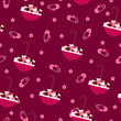 Seamless wallpaper. Umbrella full of hearts