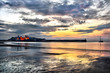 Peel Castle with dramatic sunset sky Peel Castle with dramatic sunset sky