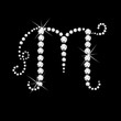 M Letter with diamonds bling stars