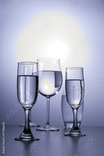 Photo: Alcoholic glasses line next to each other. Alcoholic glasses line next to each other.