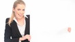 Vídeo: Surprised Bussinesswoman Looking At Blank Card Surprised Bussinesswoman Looking At Blank Card