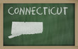 outline map of connecticut on blackboard