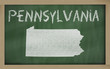 outline map of pennsylvania on blackboard