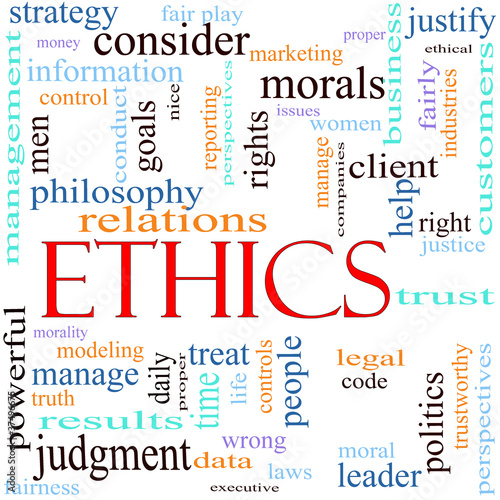 Illustration: Ethics word concept illustration Ethics word concept illustration