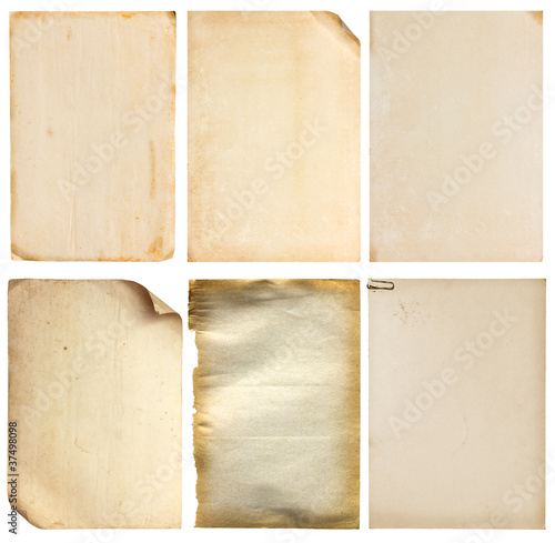 Photo: Set of old vintage paper background (clipping path) Set of old vintage paper background (clipping path)