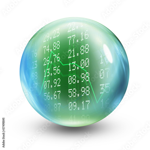 Photo: Stocks and shares glass ball Stocks and shares glass ball
