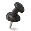 Black push pin on white background