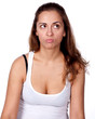 woman, white background, emotions