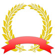 Lorbeerkranz Gold mit rotem Band