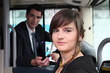 Photo: Girl sitting on the bus Girl sitting on the bus