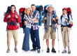 Group of tourists people.