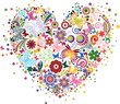 Heart of flowers and butterflies