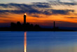 a lighthouse shining at late evening. Riga, Latvia a lighthouse shining at late evening. Riga, Latvia