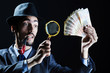 Man with counterfeir money
