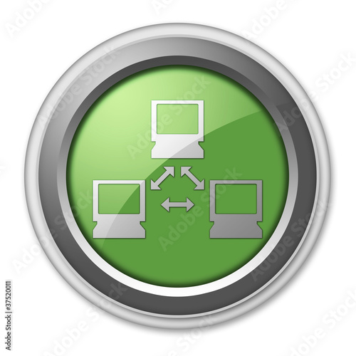 Illustration: Green 3D Style Button "Network" Green 3D Style Button "Network"