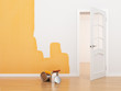 Painting of an empty room. Renovation house. 3D illustration