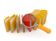 Folder and file search with magnifying glass. 3D isolated on whi