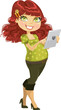 Young happy pregnant woman with tablet computer