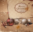 Vintage Christmas Illustration with grungy layered old papers.