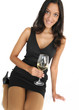 Beautiful female woman / model drinking wine