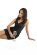 Beautiful female woman / model drinking wine